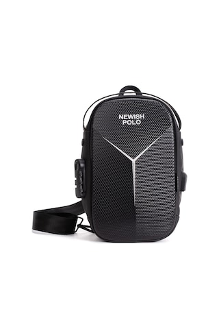 Newish Polo Erkek Şifreli Kilitli Su Geçirmez Sling Bag 404 Çapraz Omuz Ve Sırt Çantası - New404 Siyah - Gri