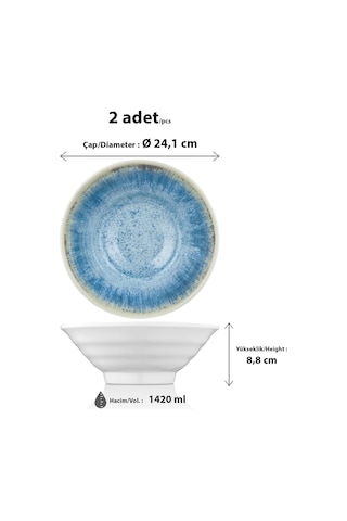 Happy Chef Blue Iris 2'li Salata Kasesi Seti, Ø 24,1 Cm - H.8,8 Cm 1420 Ml, Thermoset Melamin mavi
