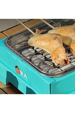 Ve Kompakt Tek Kullanımlık Kömür Izgarası Çıkarılabilir Paslanmaz Çelik Barbekü Sigara İçen Izgara Açık Hava Kamp Mavi Mavi