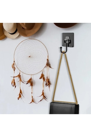 Maiyame Banyo Mutfak Sıkıcı Değişkenler İçin Siyah Dayanıklı Pvc Metallı Duvar Kanca, 10 Adet, 6.7x6.7 Cm, Delme Yok, Su Geçirmez