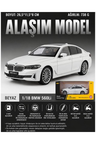 Hmb 1:18 Bmw 530lcı Beyaz Lisanslı Diecast Metal Model Araba