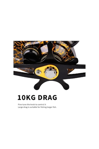 Novahub Abu Balıkçılık Makarası Siyah/sarı W10 Mikro Sol El Balıkçılık Makarası - 10kg Maks. Sürükleme - 7,2:1 Dişli Oranı