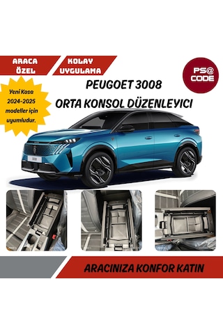 Peugeot 3008 P64 E-3008 2024 Orta Konsol Kolçak Saklama Kutus...