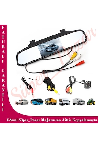 Kingvox 4.3" Ayna Monitör + Araç Geri Görüş Park Kamerası N11.263