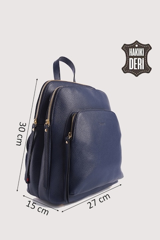 Hakiki Deri Kadın Sırt Çantası Lacivert Smr9209 Lacivert
