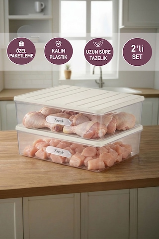 Selka Home 2 Adet 4 Lt. Nora Organizer  Buzdolabı Buzluk Düzenleyici Saklama Kabı