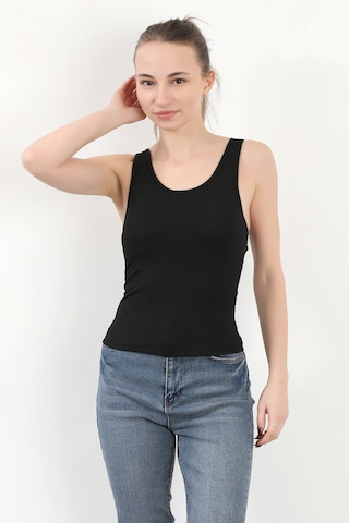Giysa Kadın Askılı Kaplı Kare Yaka Body Siyah - 5058 Siyah