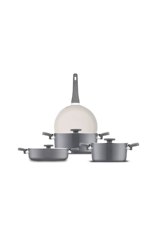 Jumbo Swiss Crystal Grey 7 Parça Tencere Seti Gri