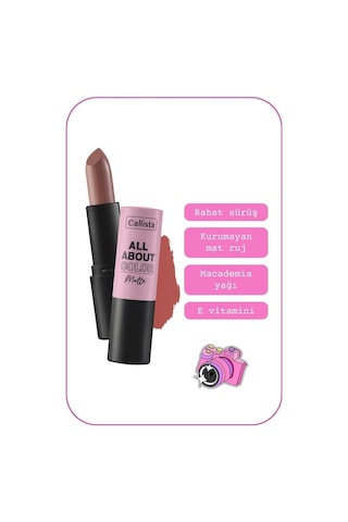 Callista All About Color Matte Lipstick Nemlendirici Mat Ruj - 507 Kiss Me More - Nude
