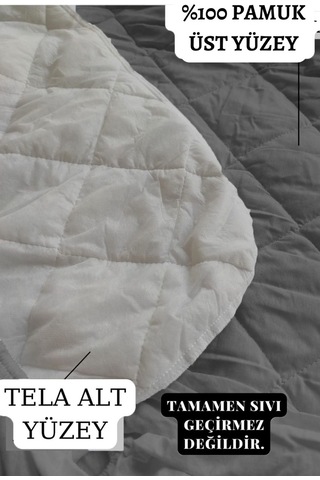 Alez Takımı %100 Pamuklu Sessiz 3 Parça Kapitoneli Yastık Alezli Gri Tek Kişilik