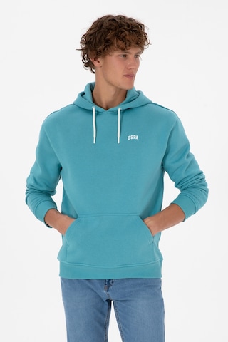 U.S. Polo Assn. Erkek Oversize Fit Kapüşonlu Şardonlu Mint Basic Sweatshirt 50313782-VR152