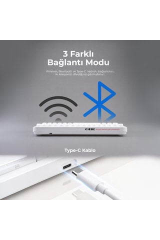 Geezer Crystal Kablolu/kablosuz Bt Wireless Bağlantı Türkçe Q Klavye Beyaz Sk-731ctm