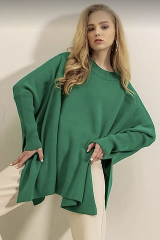 Oversize Panço Model Kazak Yırtmaçlı Rahat Model Yeşil