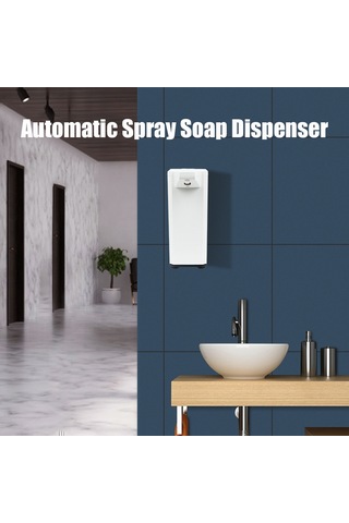 Leezsing 500ml Sprey Tipi Sabunluk Otomatik Sabunluk İki Seviyeli Ayarlama Ipx4 Su Geçirmez Kızılötesi Sensörlü Sabunluklar Pil İle Çalışır