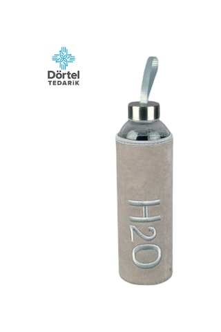 H2o Peluş Kılıflı Cam Matara 600 Ml Sütlü Kahve