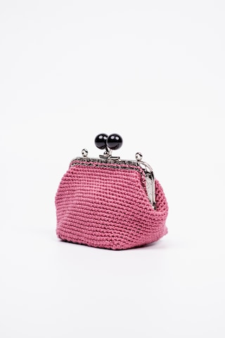 Fabric Craft Bag Bozuk Para Cüzdanı Merserize Pamuk Klipsli Örgü Gül Kurusu