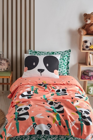 Enlora Home Baskılı Pike Takımı Tek Kişilik Panida Pembe