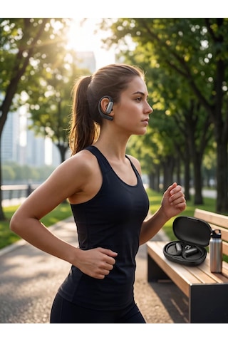 Kablosuz Bluetooth Spor Kulaklığı Güvenli Tutuşlu Dijital Ekranlı Şarj Kutusu 1