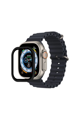 Apple, Uyumlu Watch Ultra 49mm Alüminyum Kasa Cam Ekran Koruyucu - Siyah