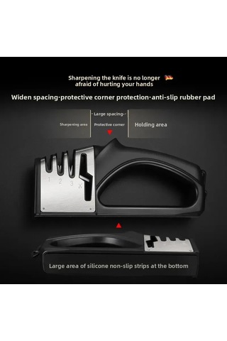 Suofeng Ev Ve Dışarıda Kullanım İçin El İle Çelik Bıçaklarını Hızlı Ve Keskin Hale Getiren Çok Fonksiyonlu Taşınabilir Tasarım Aparatı Siyah, Dörtlü Diğer