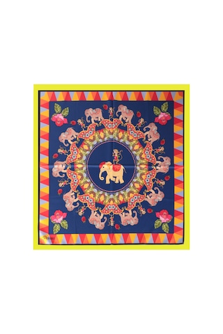 Inno 60x60 Cm Premium Saten Desenli Dikişli Fular Haki