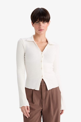 Defacto Fitted Polo Yaka Fitilli Kaşkorse Hırka G3057ax25wnwt32 Beyaz-wt32