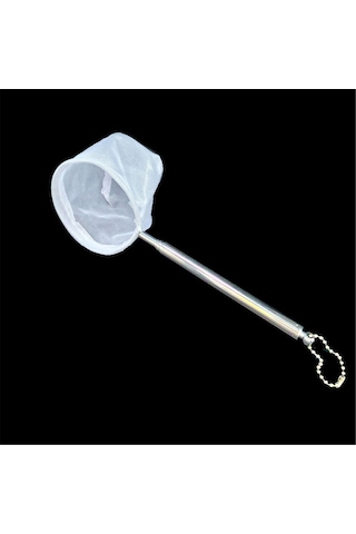 Xindoker Akvaryum Balık Ağı - Paslanmaz Çelik Uzatılabilir Küçük Yuvarlak Beyaz Balık Tutma Aparatı