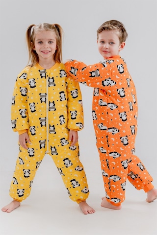 Kız Erkek Çocuk Kalın Elyaf Dolgulu 2.5 Tog Desenli Uyku Tulumu-sarı Sarı