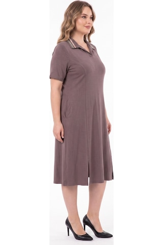 Wearon Kadın Polo Yaka Kısa Kol Likralı Elbise 7386 Bgl-st05664 Kahve