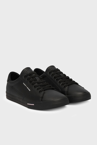 Tommy Hilfiger Logolu Deri Karışımlı Sneaker Ayakkabı Erkek Ayakkabı Fm0fm05814 Bds Siyah