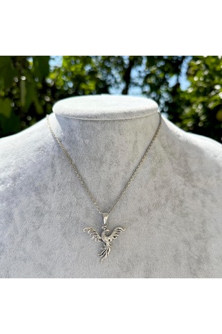 925 Ayar Gümüş Anka Kuşu Kolye Ucu - El Yapımı Yeniden Doğuş Ve Dönüşüm Sembolü Gümüş