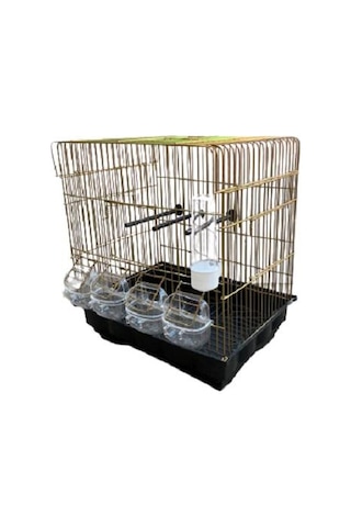Kanarya Kafes Dört Yemlikli Sarı 39x29x42cm