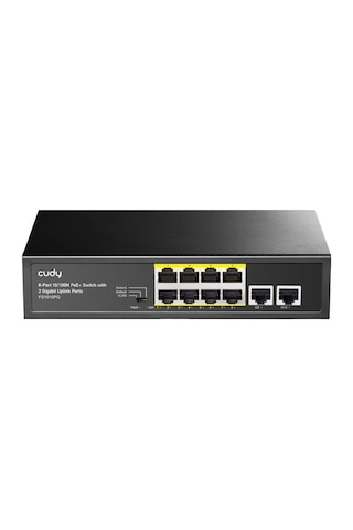 Cudy FS1010PG 8 Port 10/100 Mbps Poe + 2 Uplink Port Rack Mount Metal Switch