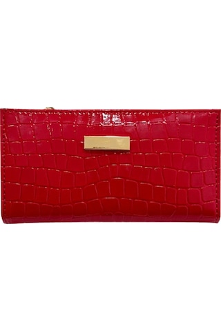 Adelina Bags Kadın Timsah Deseni Görünümlü Basic Küçük Kırmızı Cüzdan Kırmızı