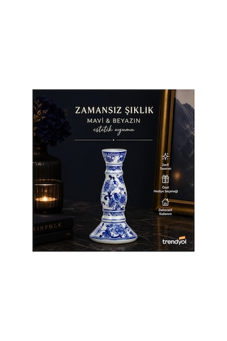 Bleu Blanc Vazo Şamdan 21 11 Cm Çok Renkli