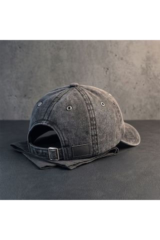 Bk Gift Kişiye Özel İsim Nakışlı Vintage Siyah Beyzbol Şapkası Unisex Eskitme Kumaş Metal Tokalı