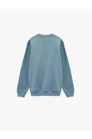 Koton Uzun Kollu Regular Fit Şardonlu Bisiklet Yaka Baskılı Sweatshirt Mavi 6wam70162mk Mavi