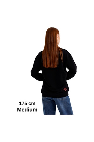 Pxm Oversize 3 Iplik Şardonlu Sweatshirt Düz Kadın Siyah Siyah