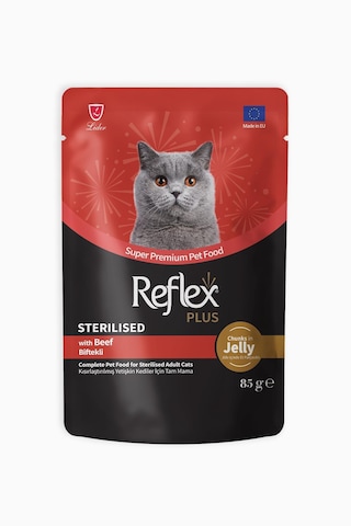 Reflex Plus Jöle İçinde Et Parçacıklı Biftekli Kısırlaştırılmış Yetişkin Kedi Maması 85 G Reflex Plus Jöle İçinde Et Parçacıklı Biftekli Kısırlaştırılmış Yetişkin Kedi Maması 85 G