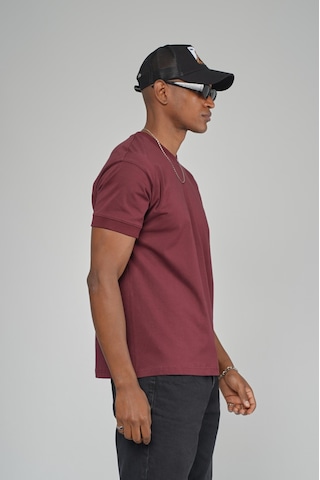 King Brich Slim Fit Kalıp Kolu Ribanalı Basic %100 Pamuklu Tişört Bordo