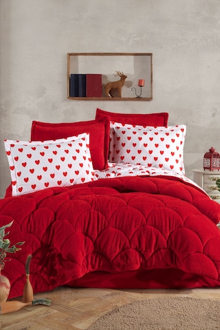 Nordqueen Wellsoft Çift Kişilik Uyku Seti Çift Taraflı Amor Beyaz