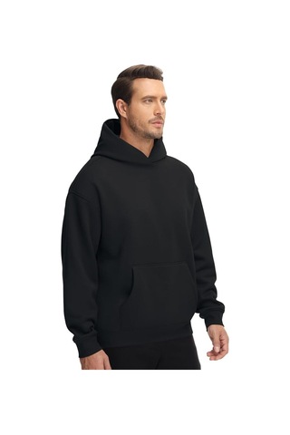 Da Vinci Erkek Siyah Oversize Basic Kapüşonlu Hoodie/sweatshirt 3 Siyah