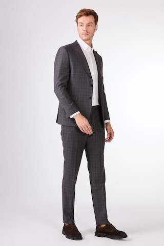 Dufy Gri Balıksırtı Erkek Takım Elbise - Slim Fit Gri