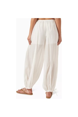 12storeez Cotton Silk Drawstring Pants, Astarlı Ve Hafif Harem Pantolon Beyaz