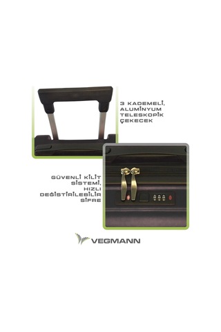 Vegmann Tartılı Scavel Siyah 3 Lü Valiz Seti Siyah