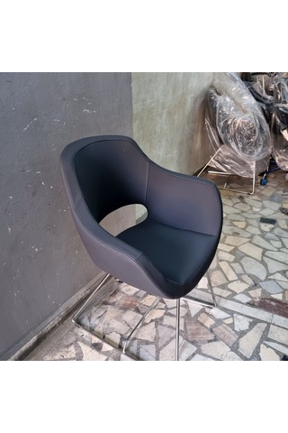 Bintaşmobilya Viva Antrasit Gri Deri Ofis Bekleme Koltuğu