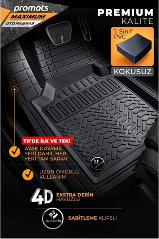 Carmind Üniversal Havuzlu Oto Paspas Siyah P89045