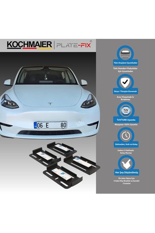 Kochmaier Plate-fix Çerçevesiz Takmatik Araç Plakalık Seti - Yeni Nesil Görünmez Plaka Altlığı, Gizli Plaka Sab
