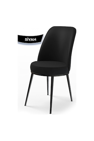 Canisa Concept Dexa Serisi, Üst Kalite Mutfak Sandalyesi, Metal Siyah Iskeletli, 1 Adet Siyah Sandalye Siyah Sandalye