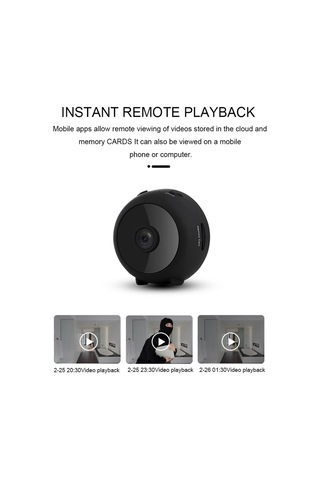 Xindoker Siyah Akıllı Ev İzleme Kamerası - Kablosuz Wifi, 1080p Full Hd, 150 Geniş Açı, 10m Gece Görüşü, Hareket Algılama, Dahili Li-poly Batarya